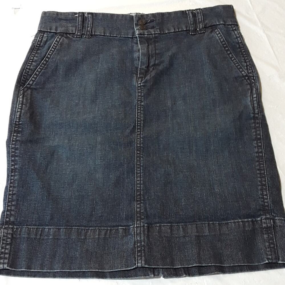 Womens Denim Mini Skirt Sz 4 Pockets Mini A-Line Y2K 90s Skirt Blue Gap Jeans